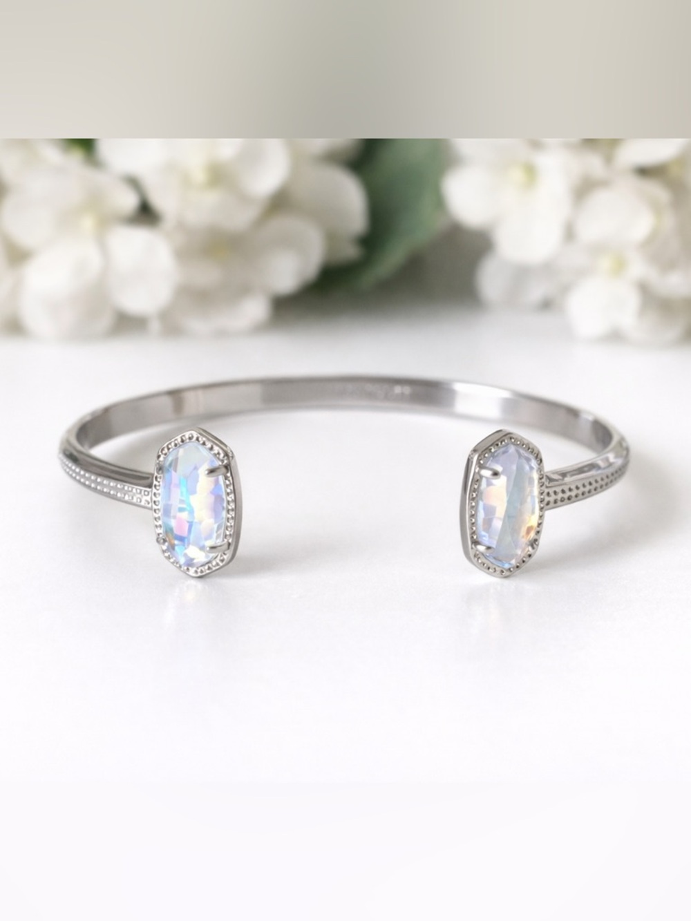 Kendra Scott Elton Cuff Bracelet ~ Silver & Dichroic Glass